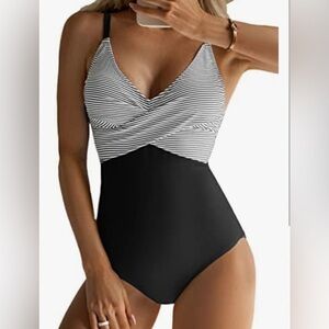 B2prity Women's One Piece Swimsuits Tummy Control Front Cross Bathing Suit sizeL